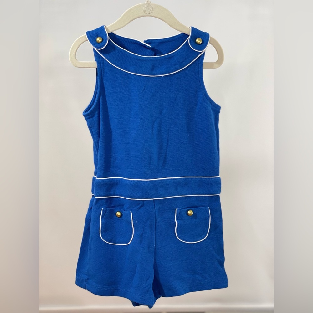 Janie and Jack Royal Blue Nautical Piped Romper